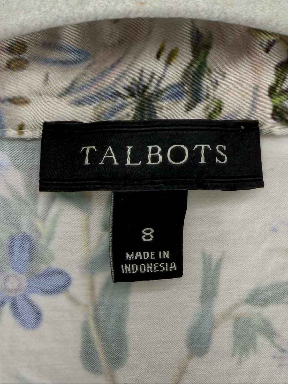 Talbots Cream Floral Midi Sleeveless Tie Waist Cotton Shirt Dress, Women's 8 - Picture 9 of 10